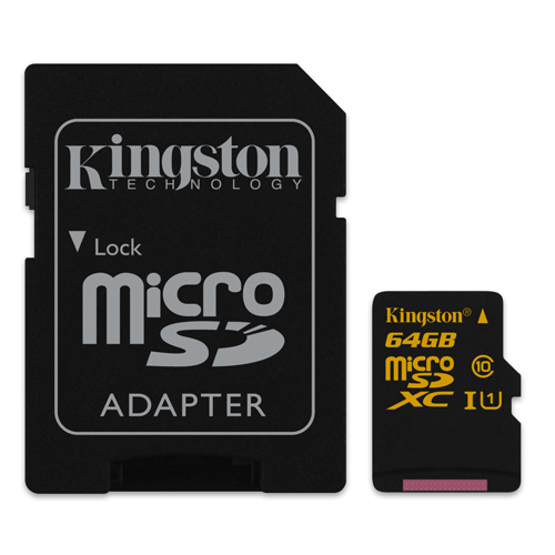 Kingston 64 go micro sd xc uhs 1 carte mémoire classe 10